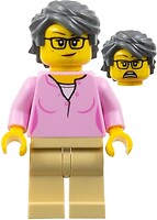 Фото LEGO City Woman - Bright Pink Shirt, Dark Bluish Gray Swept Back Tousled Hair (twn438)