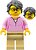 Фото LEGO City Woman - Bright Pink Shirt, Dark Bluish Gray Swept Back Tousled Hair (twn438)