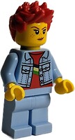 Фото LEGO City Woman - Denim Jacket, Bright Light Blue Legs, Red Spiked Hair (twn440)