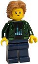 Фото LEGO City Man - Dark Green Hoodie, Dark Blue Legs, Medium Nougat Wavy Hair (twn441)