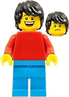 Фото LEGO City Guy - Red Torso, Dark Azure Legs, Black Tousled Hair (pln192)