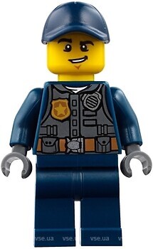 Фото LEGO City Police Officer- Male, Dark Bluish Gray Vest, Dark Blue Cap (cty0734)