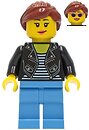 Фото LEGO City Car Driver - Female, Black Leather Jacket, Reddish Brown Hair (cty1283)