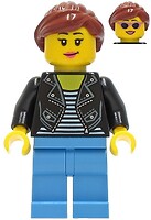 Фото LEGO City Car Driver - Female, Black Leather Jacket, Reddish Brown Hair (cty1283)