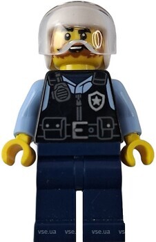 Фото LEGO City Police Officer - Male, White Flight Helmet, Trans-Clear Visor, Beard (cty1728)