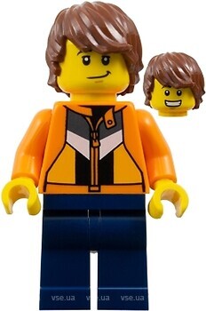 Фото LEGO City Soapbox Race Reporter - Male, Orange Jacket, Reddish Brown Tousled Hair (cty1871)