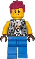 Фото LEGO City Soapbox Race Car Mechanic - Female, Sand Blue Vest, Magenta Messy Hair, Freckles (cty1870)