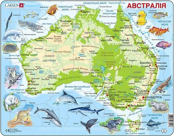 Фото Larsen Мапа Австралії з тваринами (A31-UA)