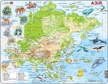 Фото Larsen Мапа Азії з тваринами (A30-UA)