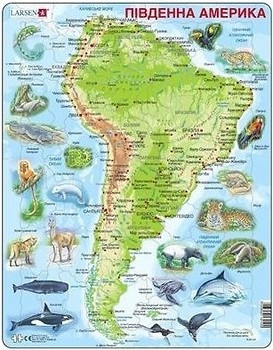 Фото Larsen Мапа Південної Америки з тваринами (A25-UA)
