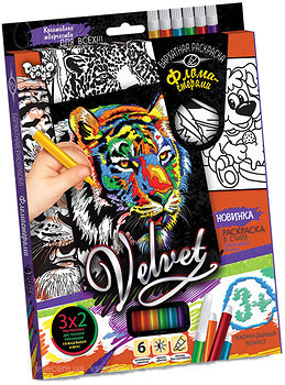 Фото Danko Toys Оксамитова розмальовка фломастерами Velvet (VLV-01-06)