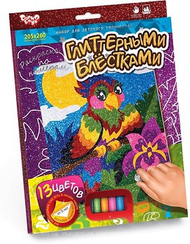 Фото Danko Toys Розмальовка глітером Папуга (РГН-02-04)