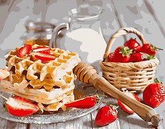Фото Strateg Картина по номерами Віденські вафлі з полуницею (VA-1574)