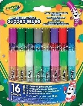 Фото Crayola Washable клей з блискітками 16 шт. (256362.024)