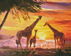 Фото Ідейка Алмазна мозаїка Родина жирафів (AMO7327)