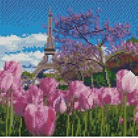 Фото Strateg Алмазна мозаїка Весняні тюльпани в Парижі (CA-0055)