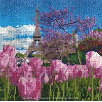 Фото Strateg Алмазна мозаїка Весняні тюльпани в Парижі (CA-0055)
