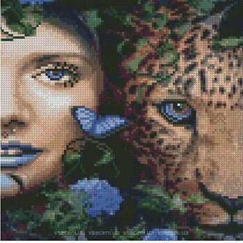 Фото Strateg Алмазна мозаїка Дівчина з леопардом (CA-0056)