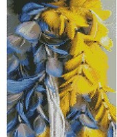 Фото Strateg Алмазна мозаїка Жовто-блакитні пір'я (HX434)