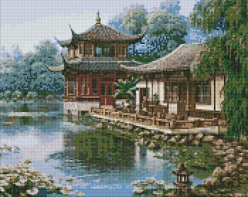 Фото Ідейка Алмазна мозаїка Китайський будиночок (AMO7342)