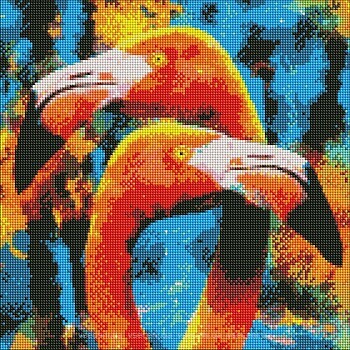 Фото Идейка Алмазная мозаика Оранжевые фламинго (AMO7156)