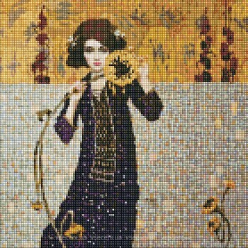 Фото Ідейка Алмазна мозаїка Дівчина з соняшником (AMO7383)