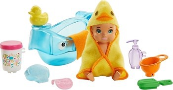 Фото Mattel Барби Skipper Babysitters Feeding and Bath-Time Playset with Color-Change Baby Doll (GHV84)