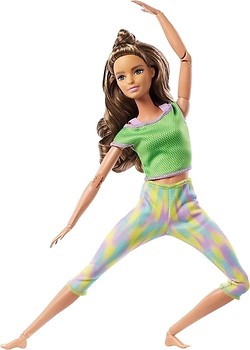 Фото Mattel Барбі Made To Move Doll Wearing Green Dye Pants Long Wavy Brunette Hair (GXF05)
