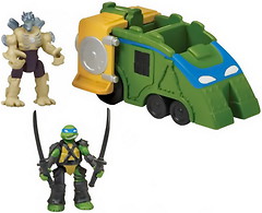 Фото Playmates Toys Черепашки-Ніндзя Micro Леонардо і Шреддер у фургоні (87601)