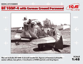 Фото ICM Bf 109F-4 with German Ground Personnel (48805)