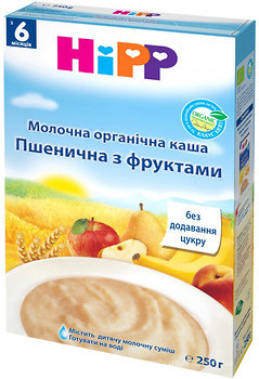 Фото Hipp Каша молочная пшеничная с фруктами 250 г