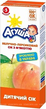 Фото Агуша сок Яблоко-персик с мякотью с 5 мес. 200 мл