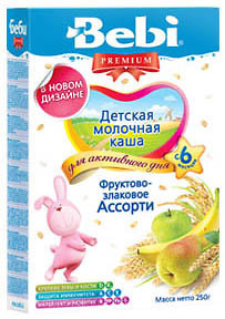 Фото Bebi Premium Каша молочна Фруктово-злакова асорті 250 г
