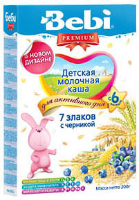 Фото Bebi Premium Каша молочна 7 злаків з чорницею 200 г