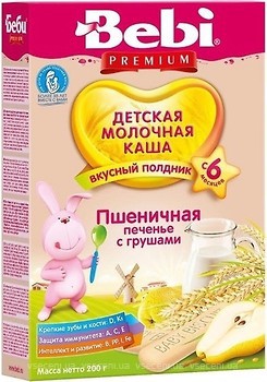 Фото Bebi Premium Каша молочна Пшенична з печивом і грушами 200 г
