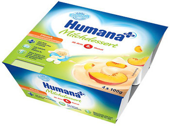 Фото Humana Продукт кисломолочний Персик з пребіотиками 4x100 г