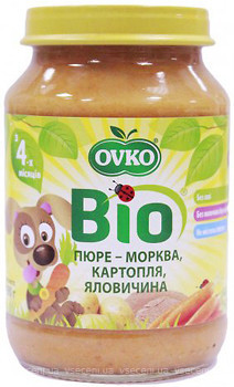 Фото OVKO Пюре Морковь, картофель и говядина 190 г