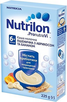 Фото Nutricia Nutrilon Каша молочна пшенична з абрикосом і бананом 225 г