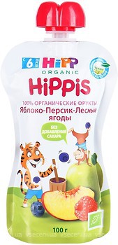 Фото Hipp Пюре Hippis яблоко-персик-лесные ягоды 100 г