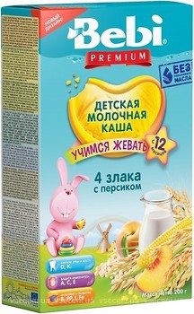 Фото Bebi Premium Каша молочная 4 злака с персиком 200 г