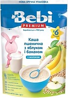 Фото Bebi Premium Каша молочна Пшенична з яблуком і бананом, м'яка упаковка 200 г