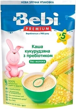 Фото Bebi Premium Каша безмолочная Кукурузная с пребиотиками, мягкая упаковка 200 г