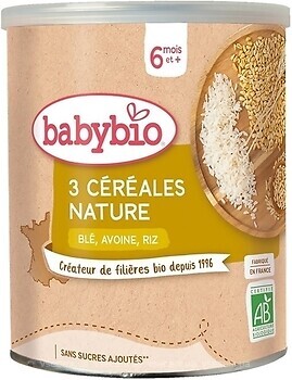 Фото Babybio каша безмолочна Злакова з пшеницею, вівсом та рисом 220 г