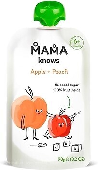 Фото Mama knows Пюре яблуко-персик без цукру 90 г
