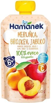 Фото Hamanek Пюре Яблоко, персик и абрикос 100 г