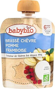 Фото Babybio пюре на козячому молоці з яблуком та малиною 85 г