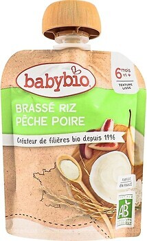 Фото Babybio пюре з рисового молока з грушею і персиком 85 г