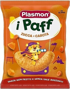 Фото Plasmon Снеки Baby Puffs з гарбузом і морквою 15 г