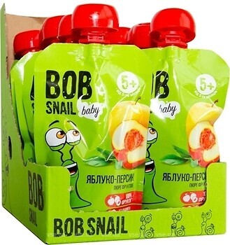 Фото Bob Snail пюре Яблуко-персик 10x 90 г