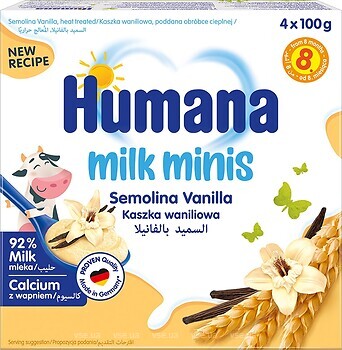 Фото Humana Пудинг манный Milk Minis Semolina Vanilla с ванилью 4x100 г